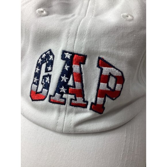 GAP White Baseball Cap W/USA Flag Letters Embroidery*Adj Strap*100% Cotton*NWT - Picture 3 of 7